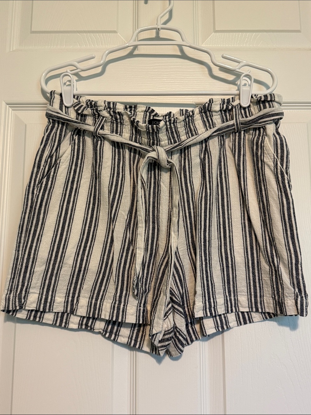 J. Crew High-Waist Striped Tie Shorts - Black & White